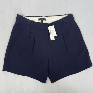 J Crew Womens 0 Pleated Crepe Trouser Shorts Mid Rise Navy A2658 Academia Preppy